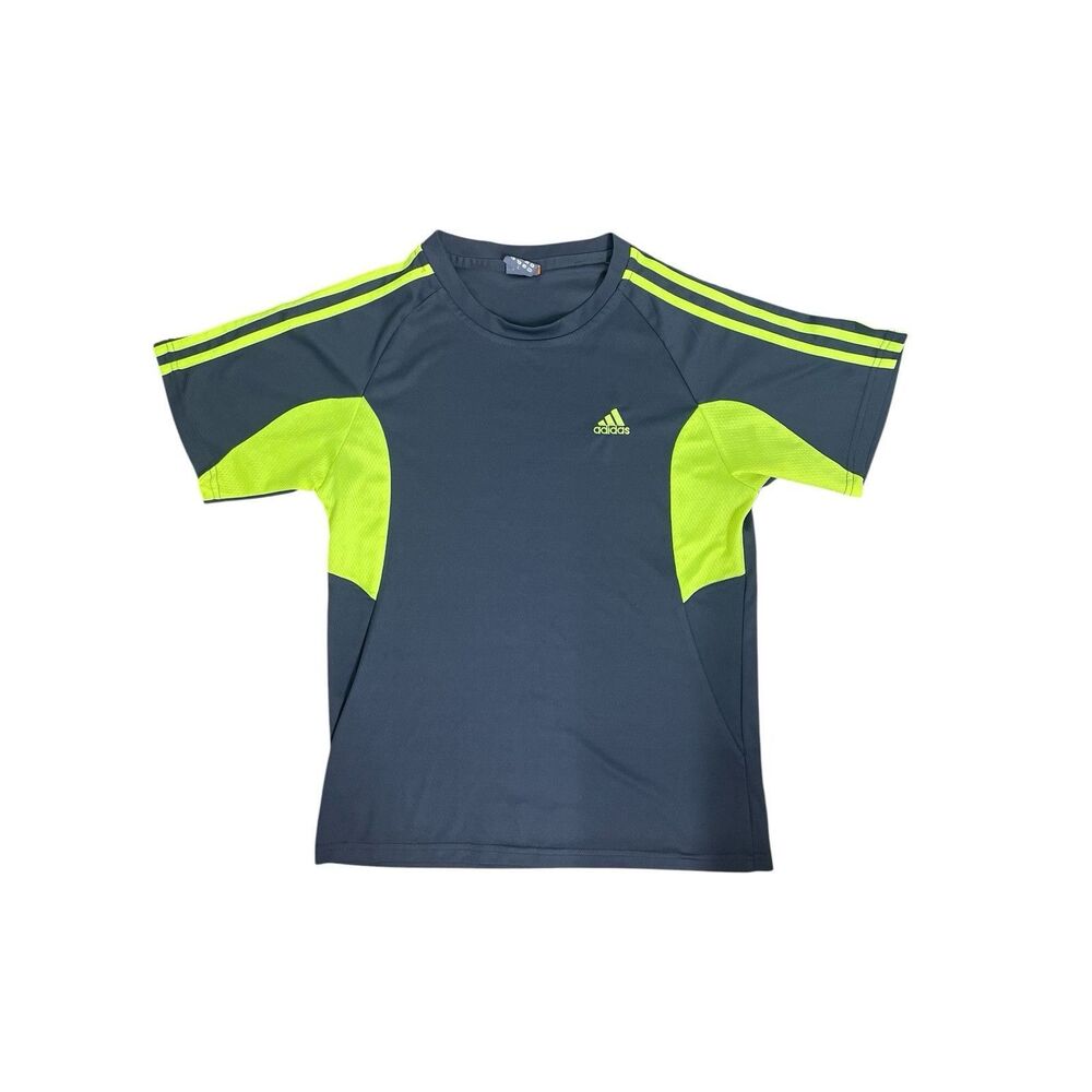 Adidas Climacool Running Shirt Gray Neon Yellow Athletic Tee Size L
